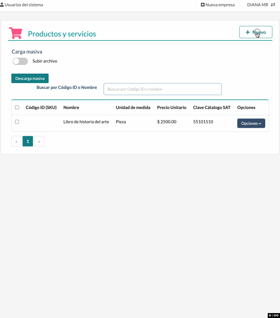 Imagen con movimiento para mostrar el proceso para agregar un producto o servicio al catálogo.